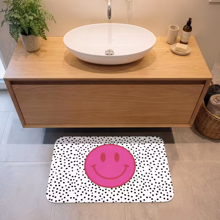 Badmat - Smiley - Roze - Stippen — 2