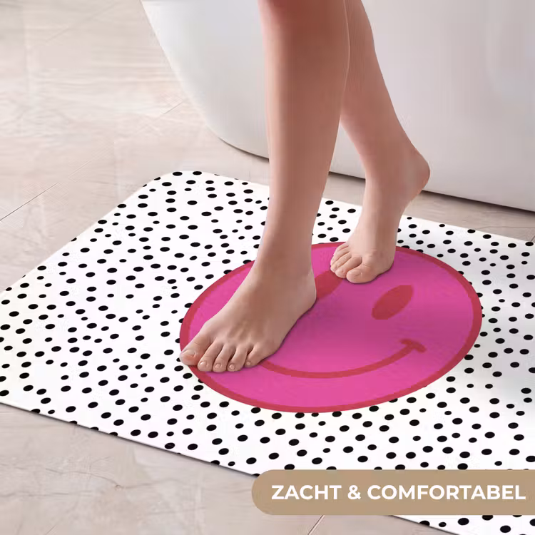 Badmat - Smiley - Roze - Stippen — 5