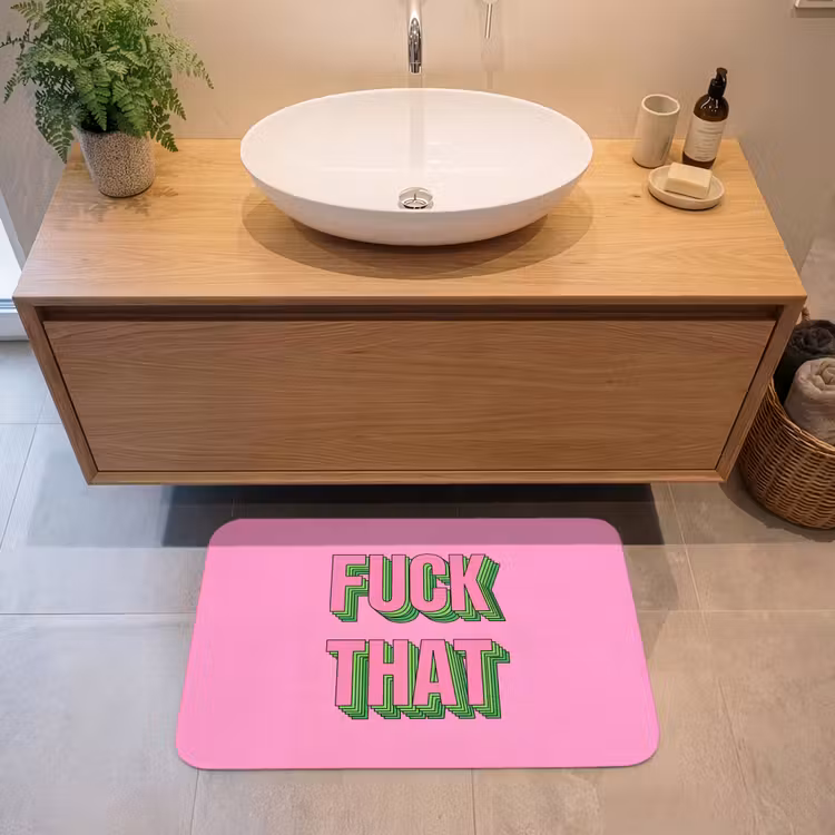 Badmat - Tekst - Bold - Roze — 2