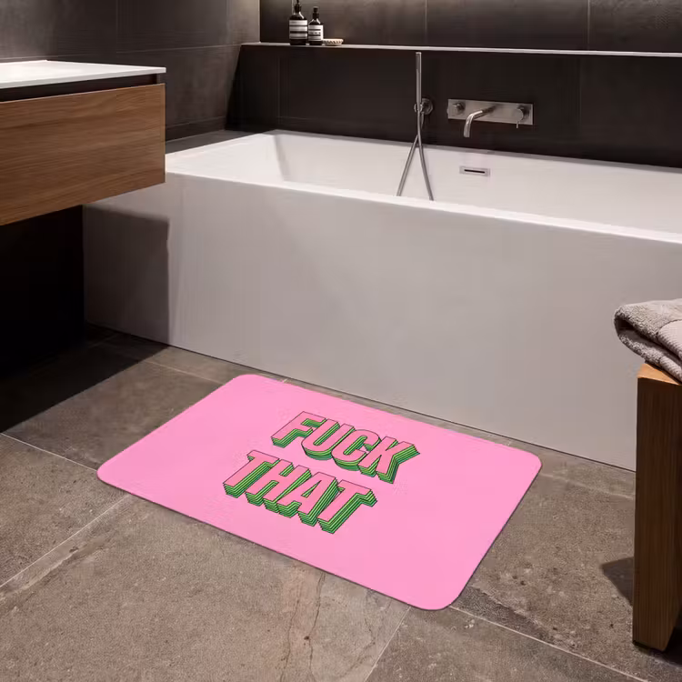 Badmat - Tekst - Bold - Roze — 4