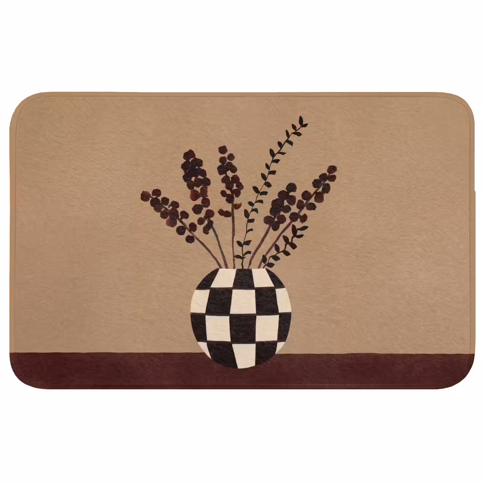 Badmat - Minimalistisch - Vaas - Bloemen - Bruin — 1