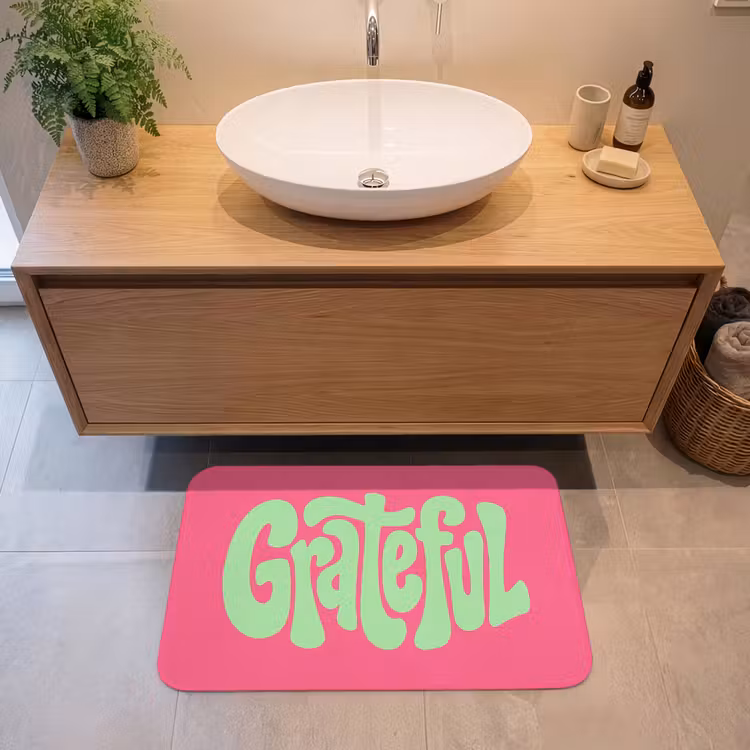 Badmat - Grateful - Groen - Grafisch - Vloeiend — 2