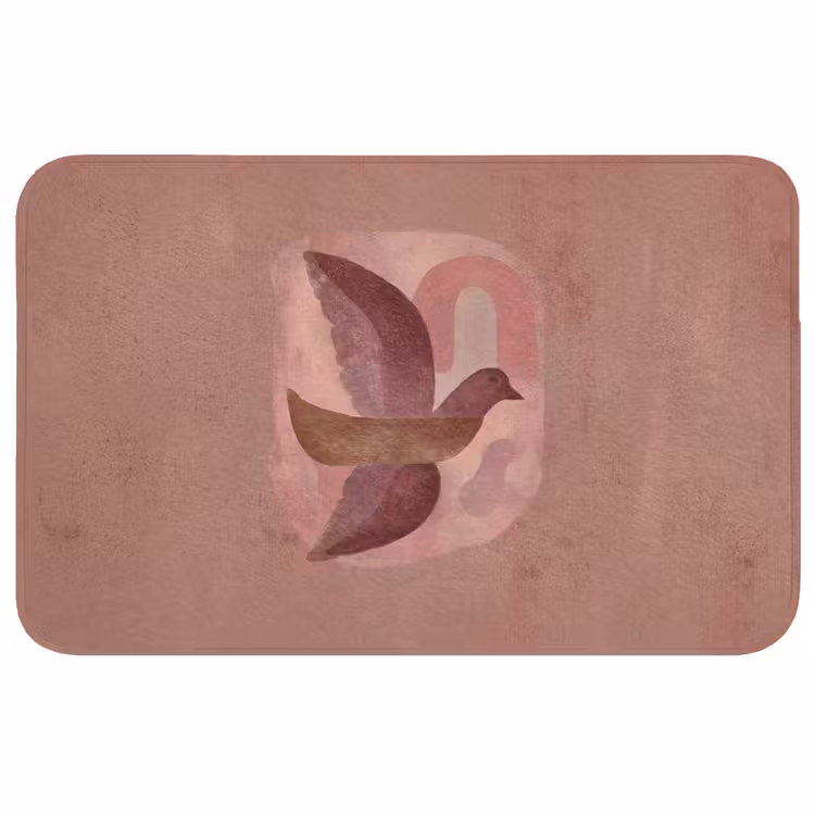 Badmat - Illustratie - Vogels - Abstract - Roze — 1