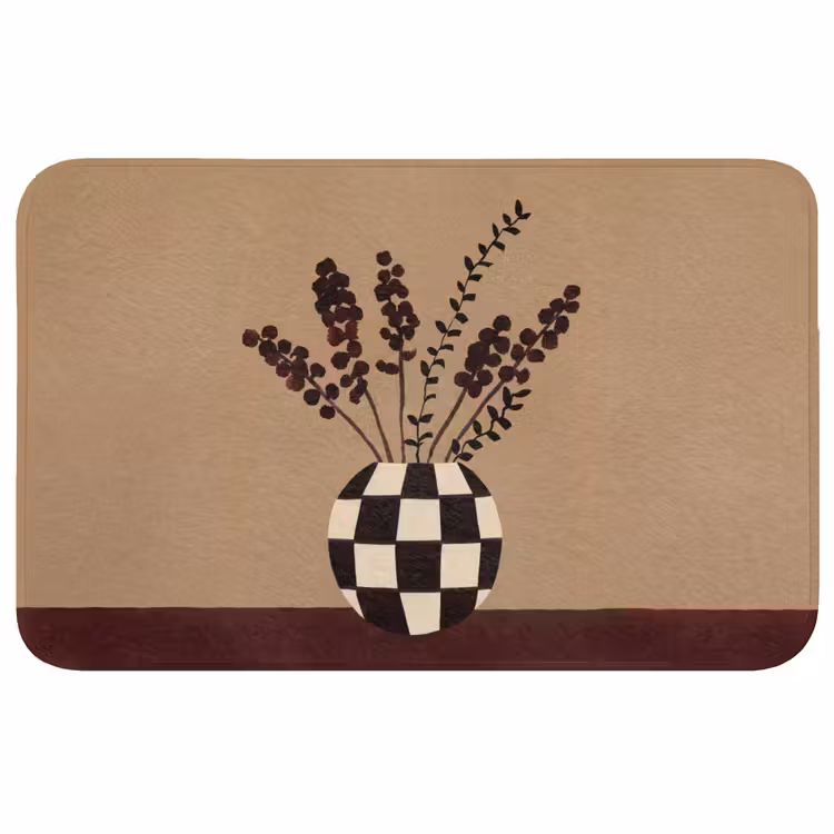 Badmat - Minimalistisch - Vaas - Bloemen - Bruin — 1