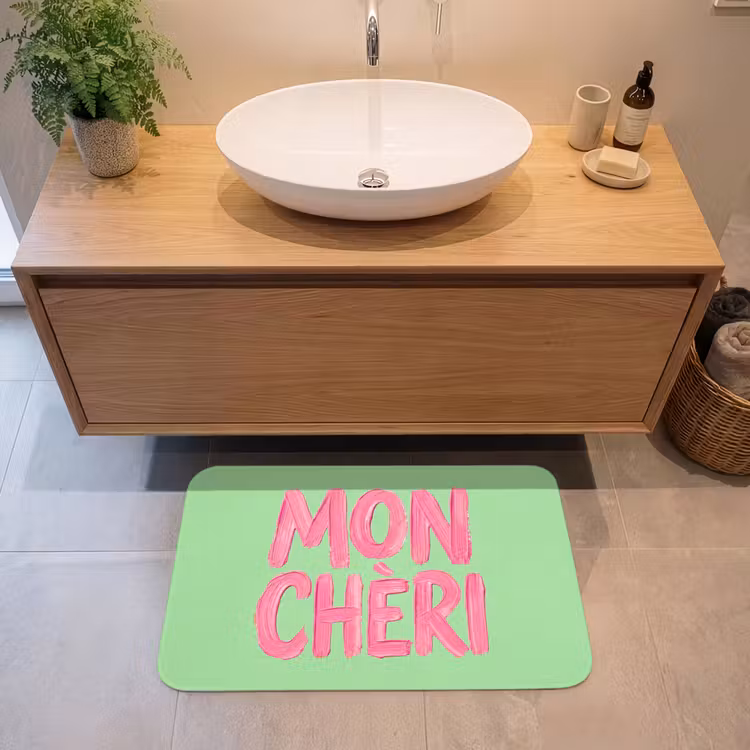 Badmat - Mon cheri - Groen - Roze — 2