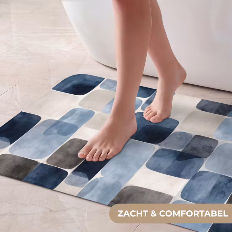 Badmat - Patroon - Blauw - Vierkanten — 5