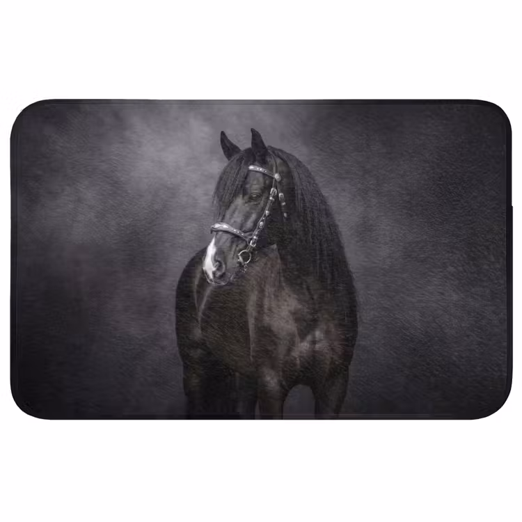Badmat - Portret - Paard - Zwart — 1