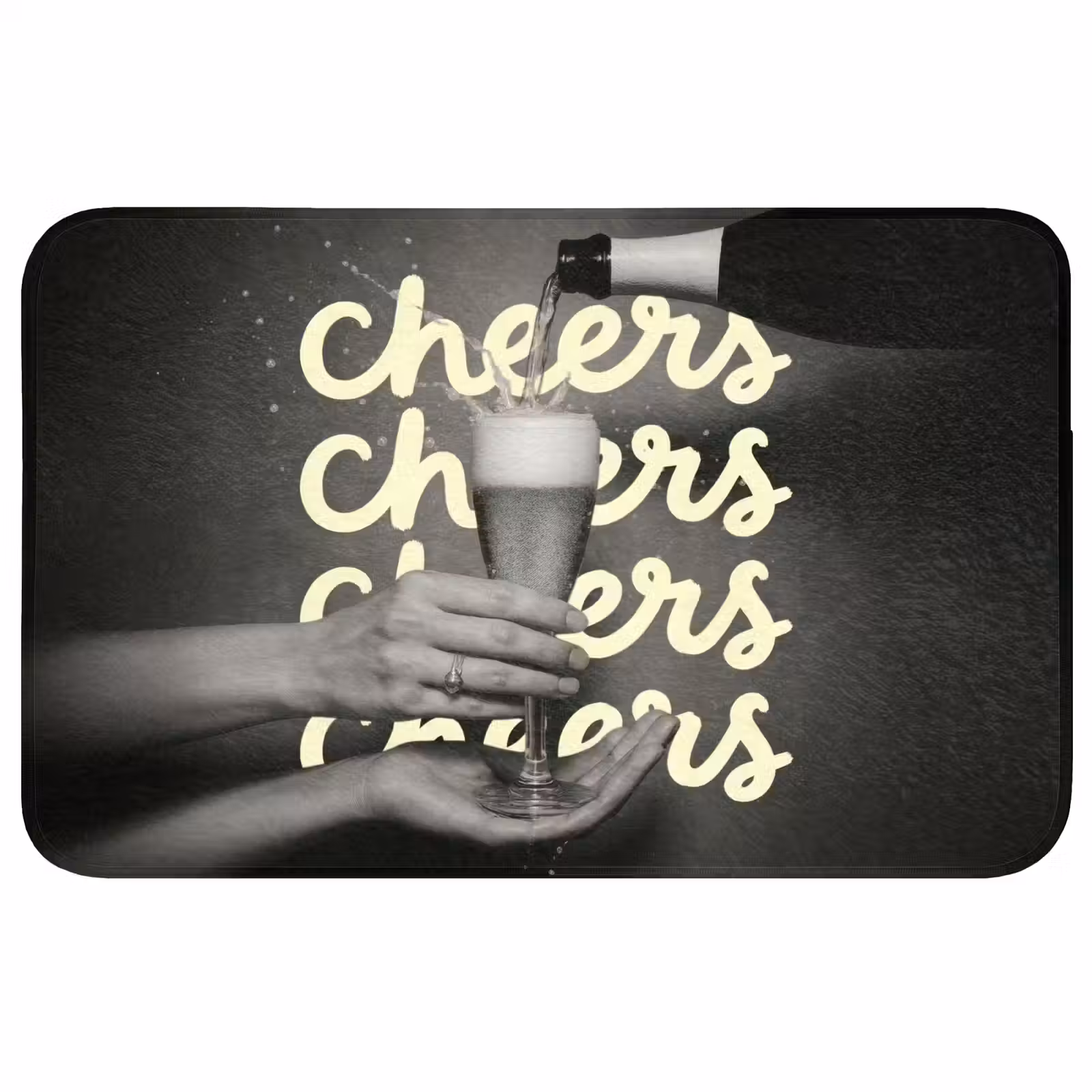 Badmat - Cheers - Wijn - Zwart - Wit — 1
