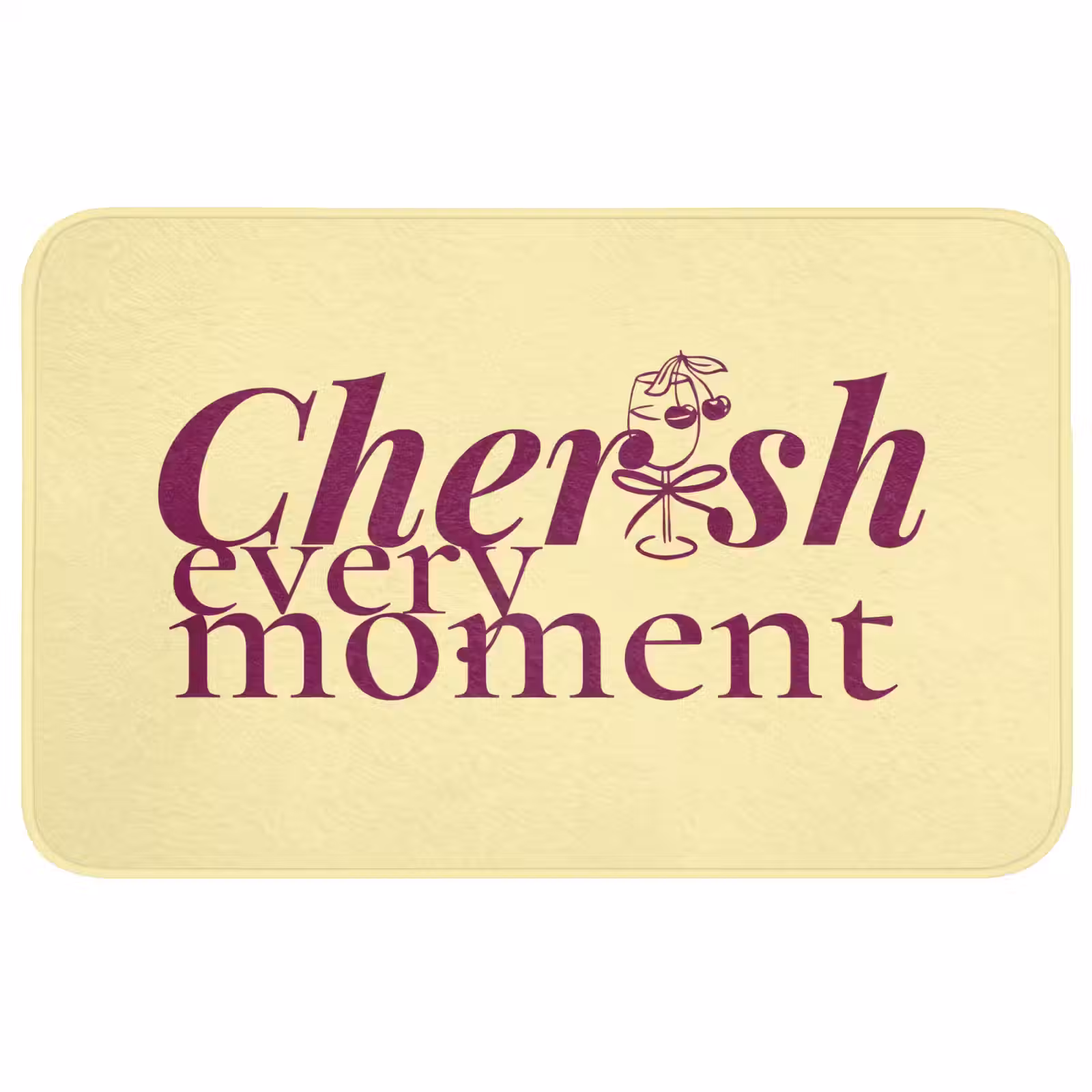 Badmat - Cherish every moment - Cocktailglas - Geel — 1
