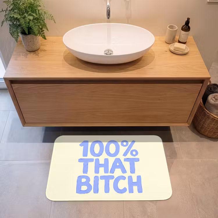 Badmat - 100% that bitch - Blauw - Wit — 2
