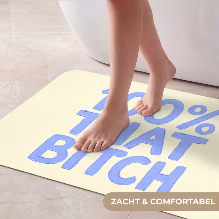 Badmat - 100% that bitch - Blauw - Wit — 5