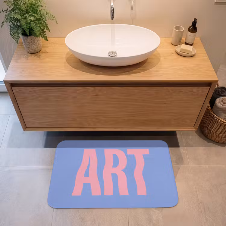 Badmat - Art - Roze - Blauw — 2