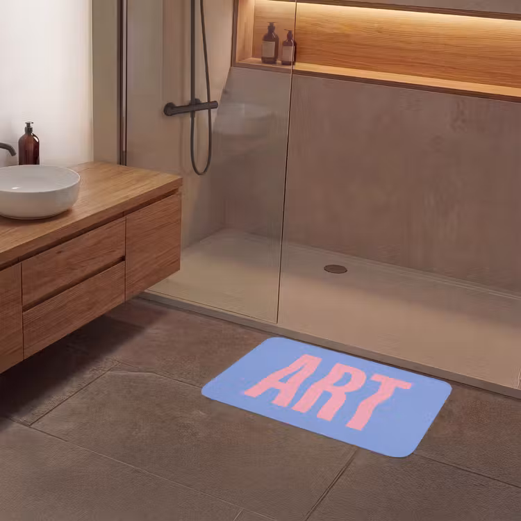 Badmat - Art - Roze - Blauw — 6