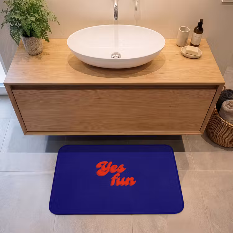 Badmat - Blauw - Rood - Yes fun - 3D — 2