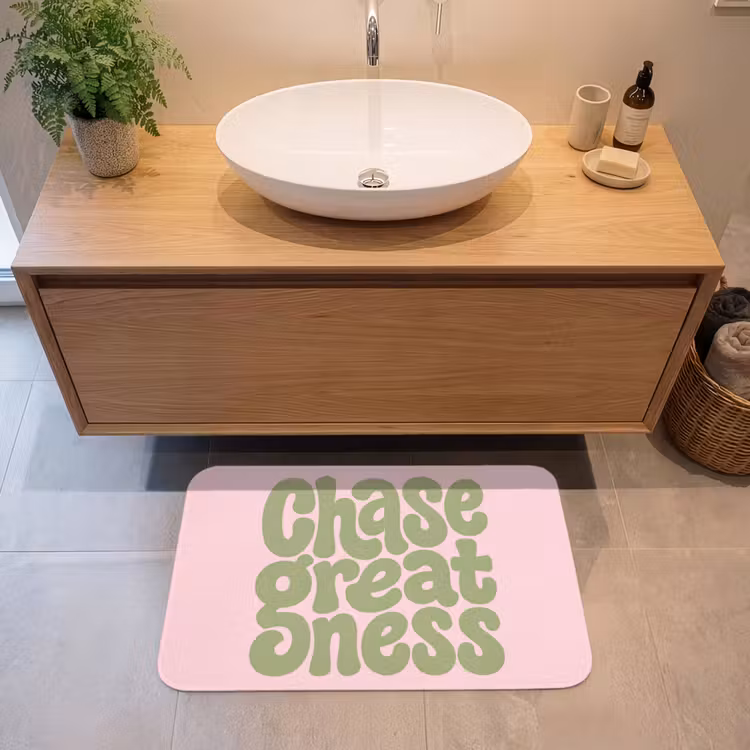 Badmat - Chase greatness - Groen - Roze - Retro — 2