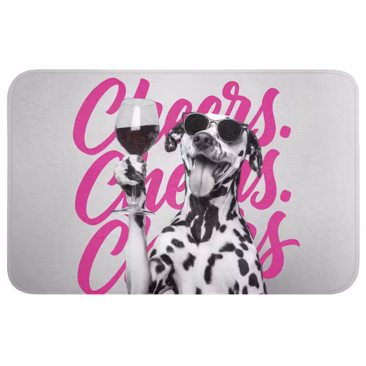 Badmat - Cheers - Hond - Roze - Wijn — 1