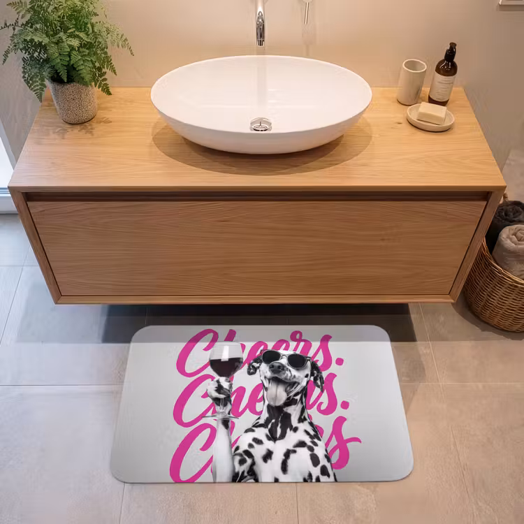 Badmat - Cheers - Hond - Roze - Wijn — 2