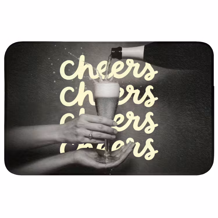 Badmat - Cheers - Wijn - Zwart - Wit — 1