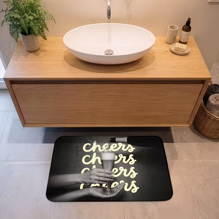 Badmat - Cheers - Wijn - Zwart - Wit — 2