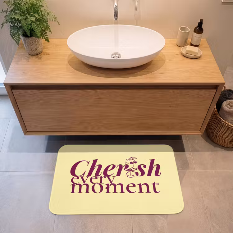 Badmat - Cherish every moment - Cocktailglas - Geel — 2