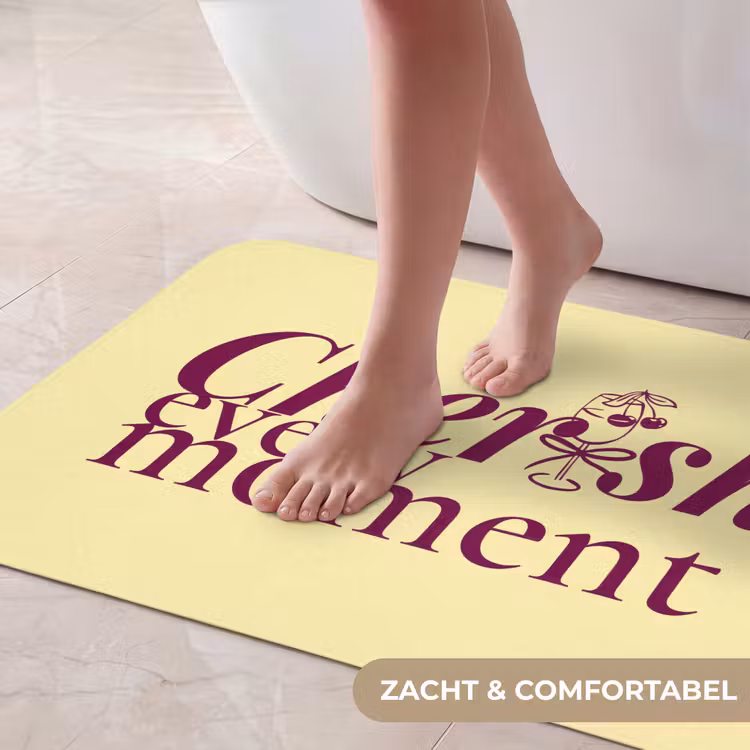 Badmat - Cherish every moment - Cocktailglas - Geel — 5