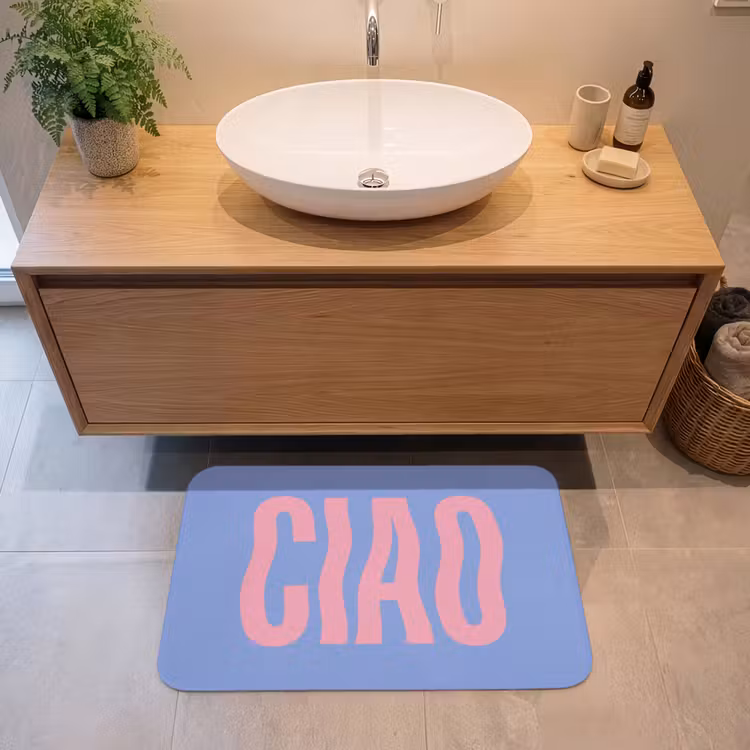 Badmat - Ciao - Roze - Blauw - Golvend — 2