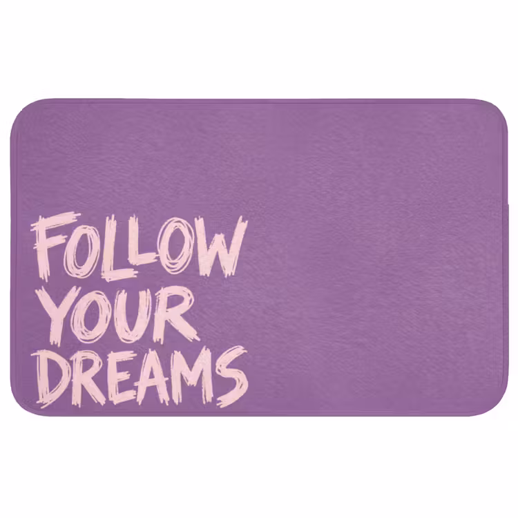 Badmat - Follow your dreams - Paars - Penseeltextuur — 1