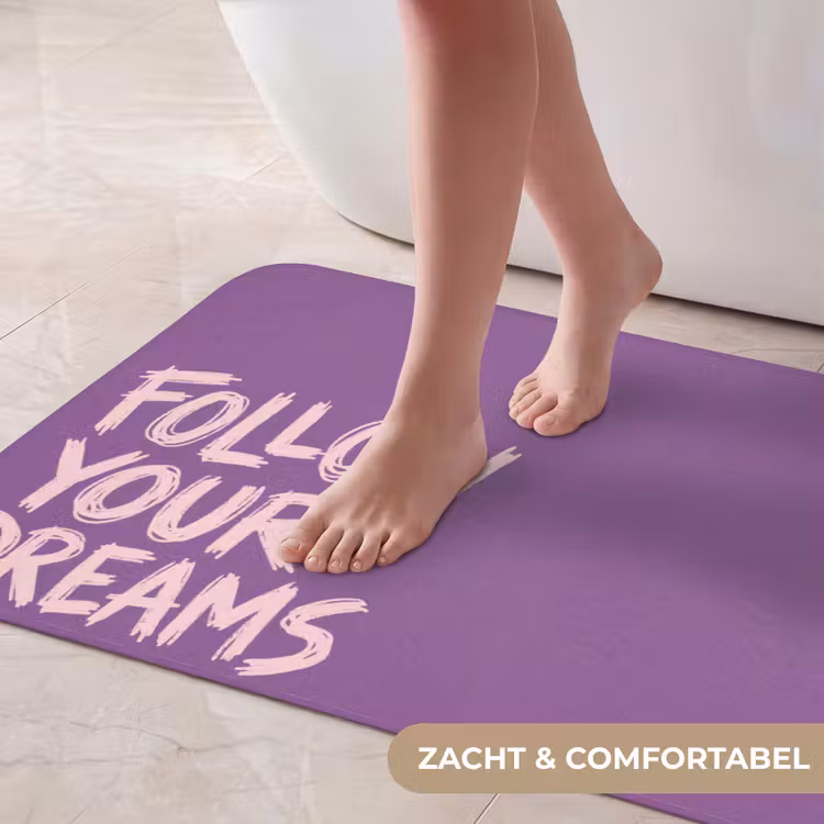 Badmat - Follow your dreams - Paars - Penseeltextuur — 5