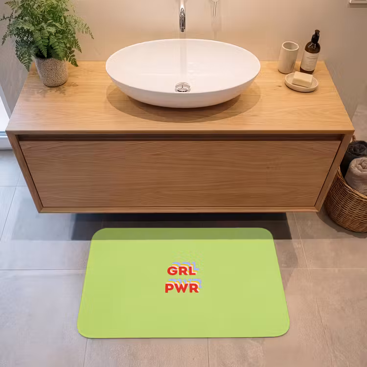Badmat - Grl pwr - Groen - Rood - 3D — 2