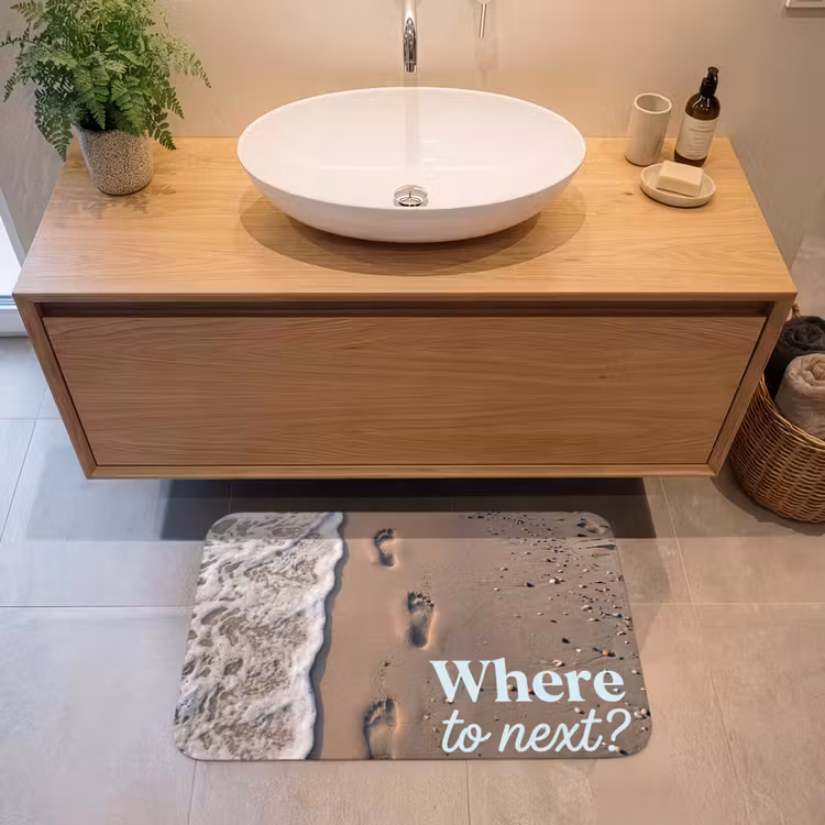 Badmat - Where to next - Strand - Voetstappen — 2