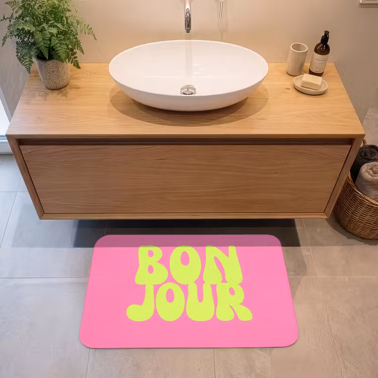 Badmat - Bonjour - Roze - Fel groen — 2