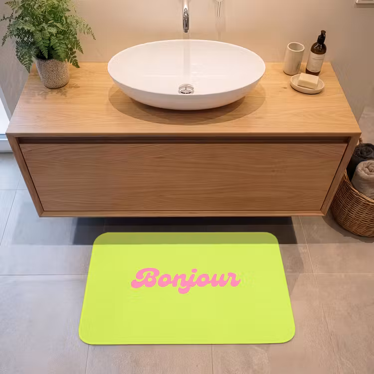 Badmat - Groen - Roze bonjour - Retro — 2