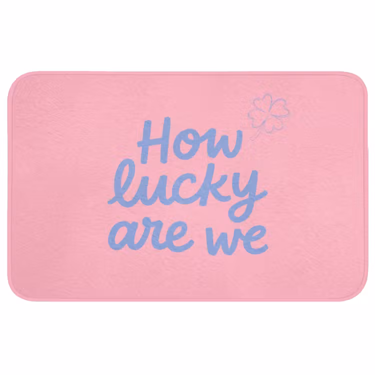 Badmat - How lucky are we - Klavervier - Roze - Blauw — 1