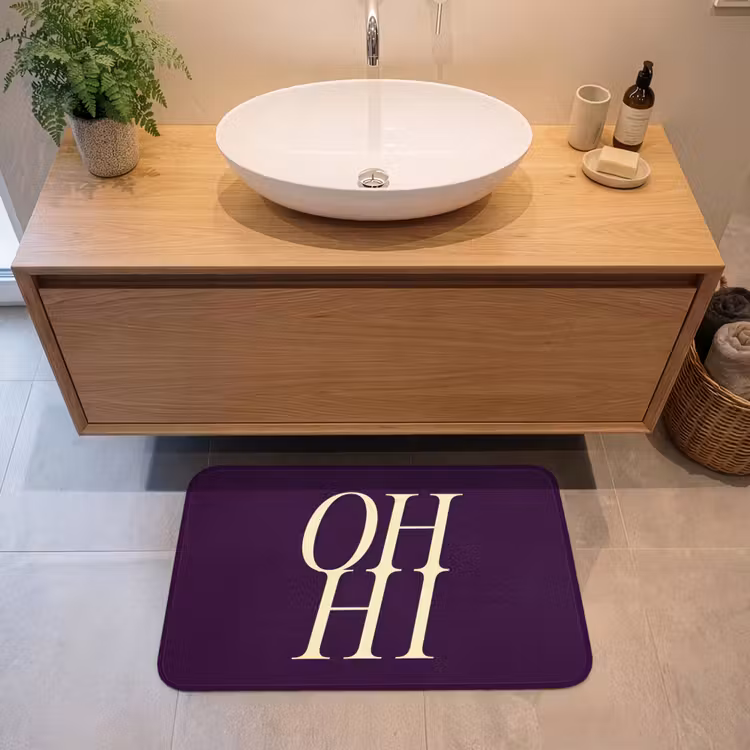 Badmat - Oh hi - Paars - Minimalistisch — 2