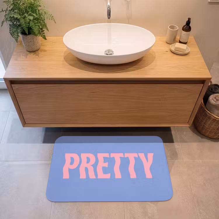 Badmat - Pretty - Roze - Blauw - Golvend — 2