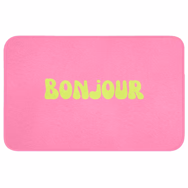 Badmat - Roze - Groene bonjour - Organisch — 1