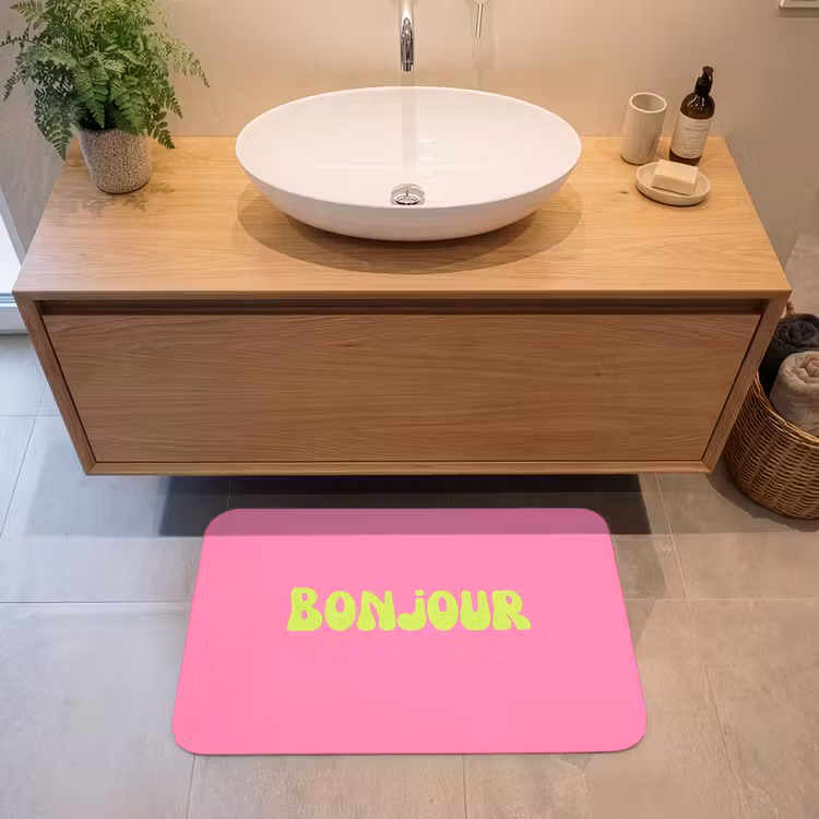 Badmat - Roze - Groene bonjour - Organisch — 2