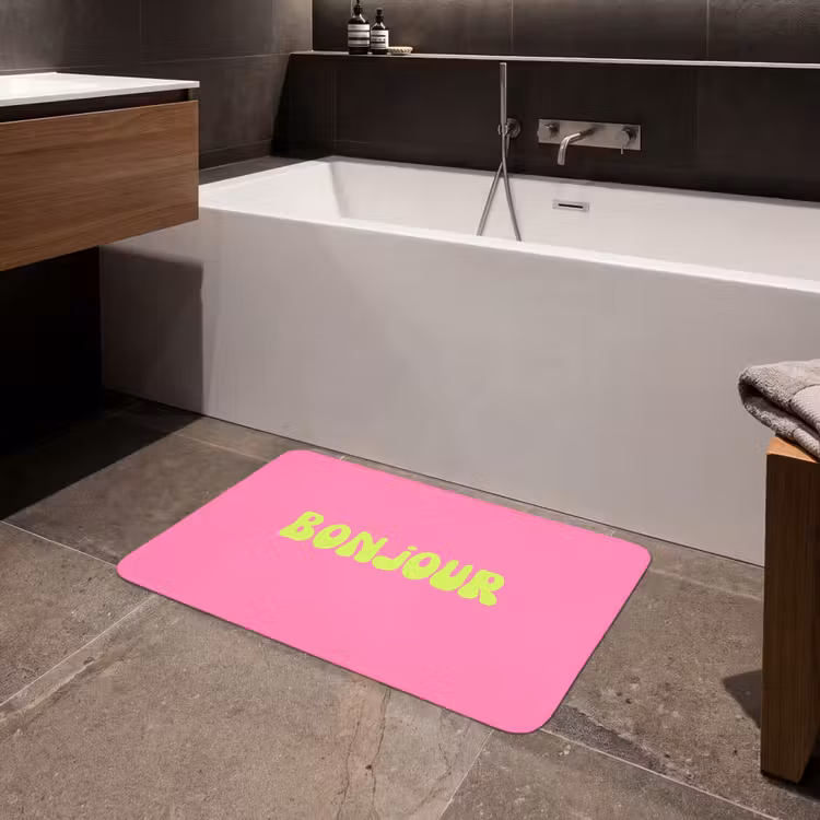 Badmat - Roze - Groene bonjour - Organisch — 4