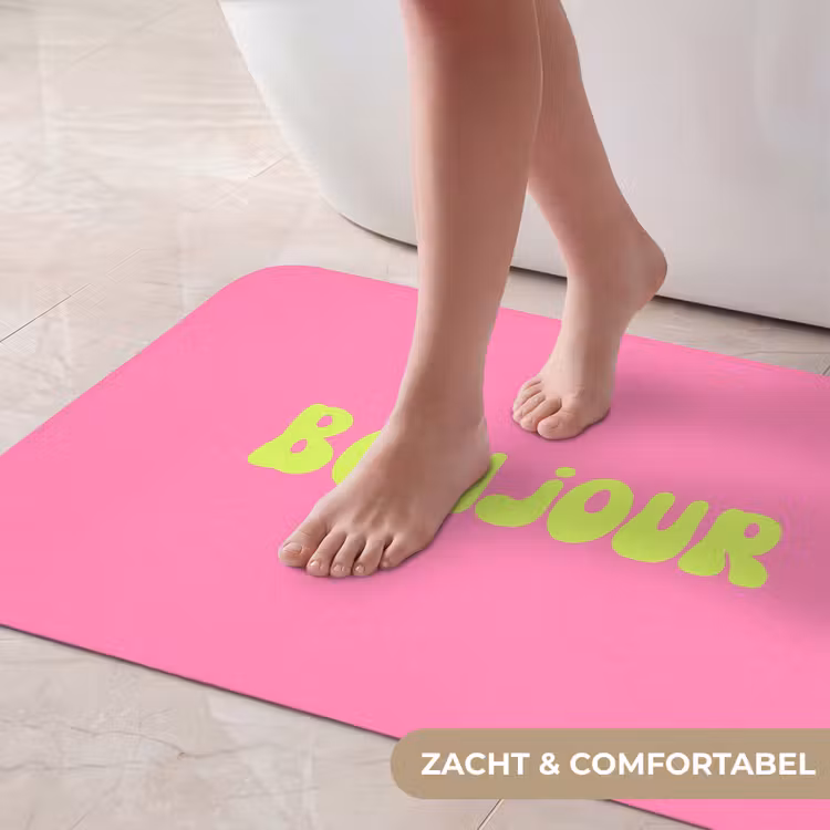 Badmat - Roze - Groene bonjour - Organisch — 5