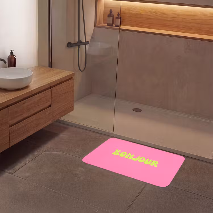 Badmat - Roze - Groene bonjour - Organisch — 6