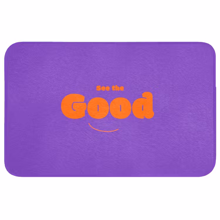 Badmat - See the good - Oranje - Paars - Smiley — 1