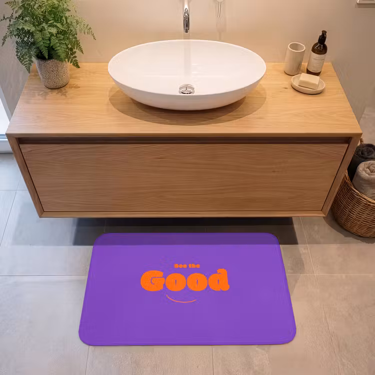Badmat - See the good - Oranje - Paars - Smiley — 2