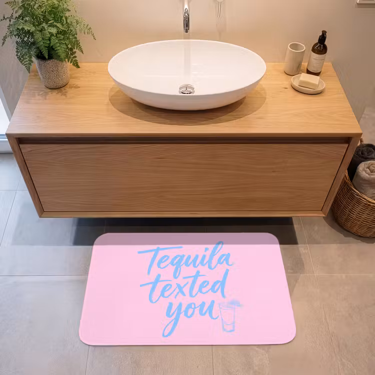 Badmat - Tequila texted you - Roze - Blauw — 2