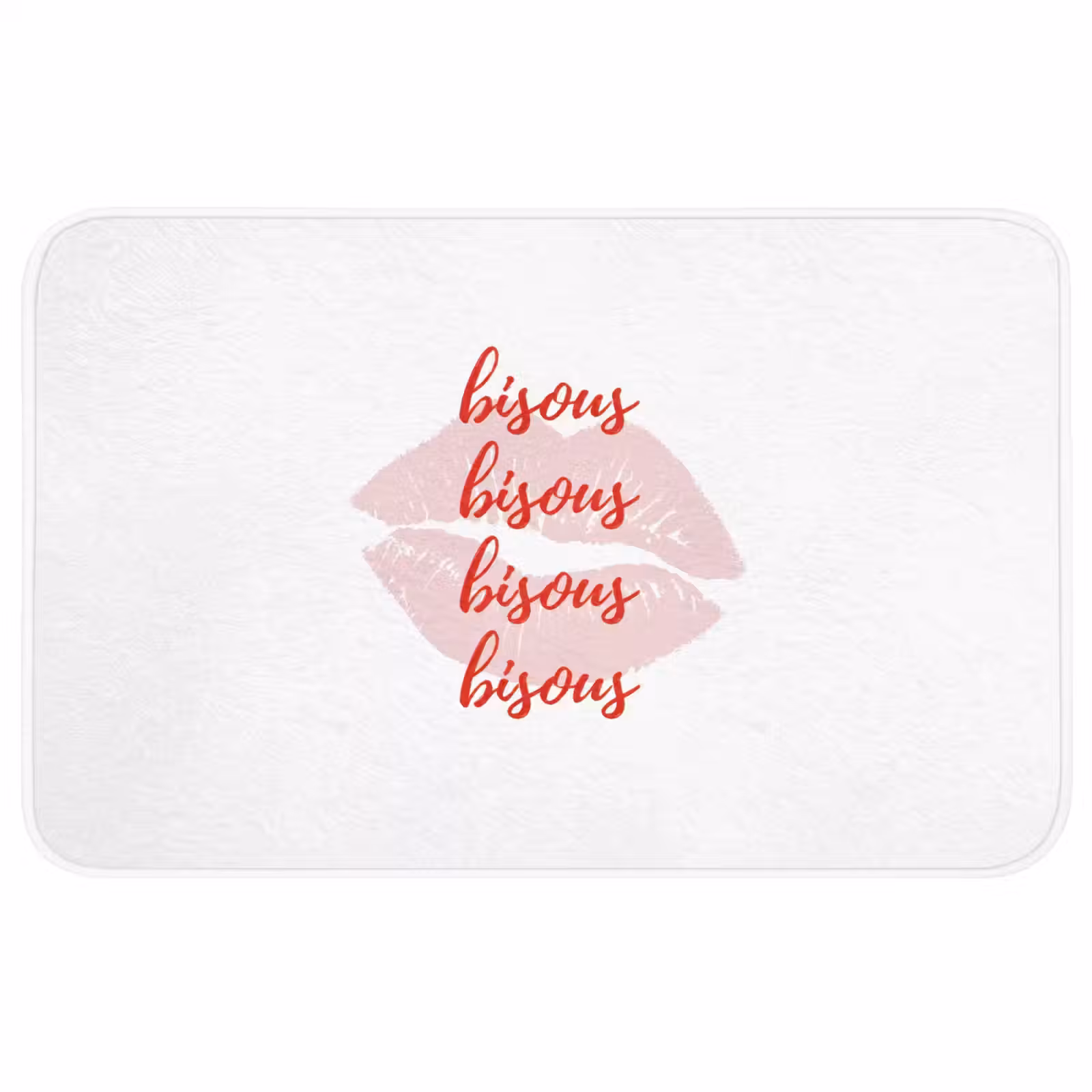 Badmat - Bisous - Lip - Wit - Rood — 1