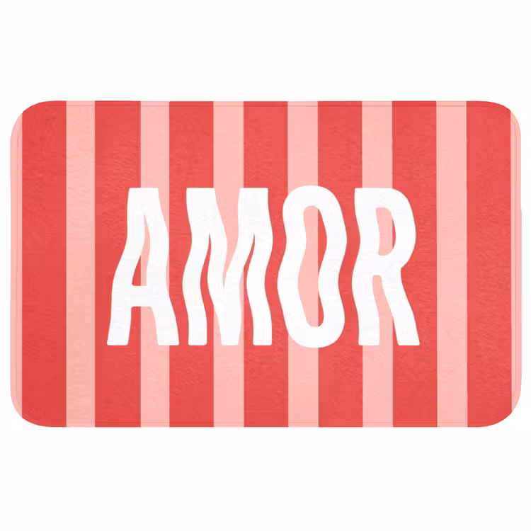 Badmat - Amor - Strepen - Rood - Roze — 1