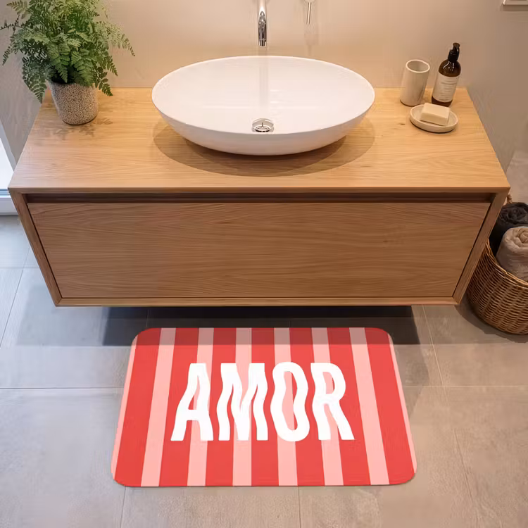 Badmat - Amor - Strepen - Rood - Roze — 2