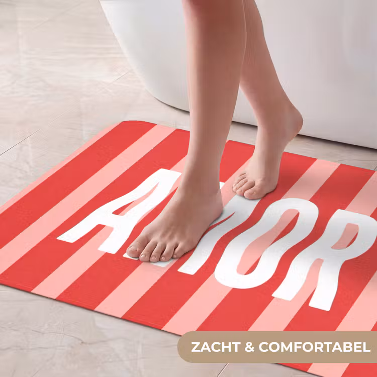 Badmat - Amor - Strepen - Rood - Roze — 5