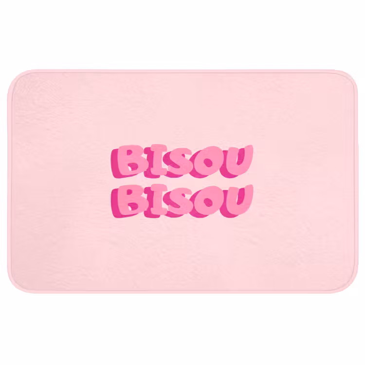 Badmat - Bisou - Roze - Dikke letters — 1
