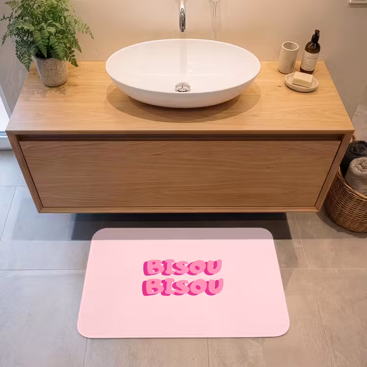 Badmat - Bisou - Roze - Dikke letters — 2