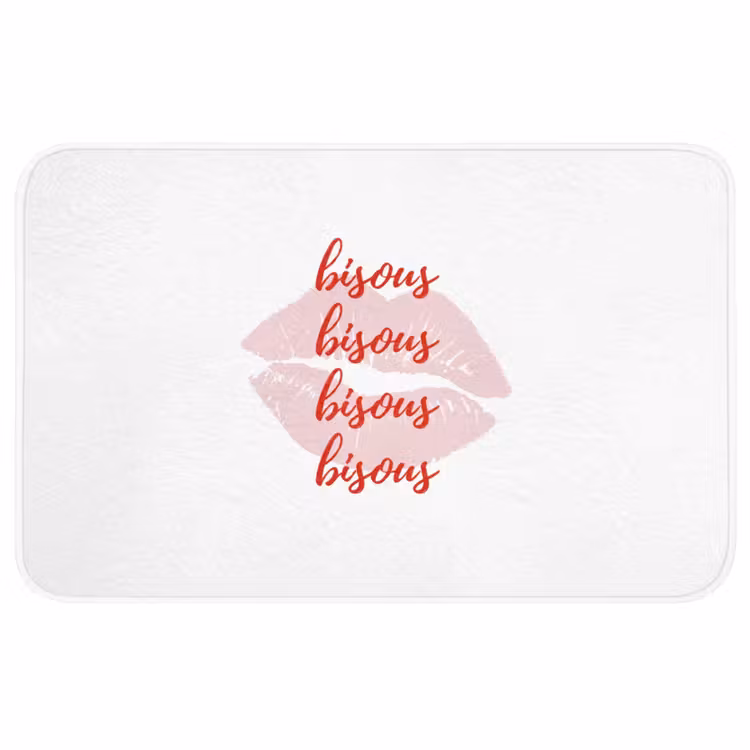 Badmat - Bisous - Lip - Wit - Rood — 1
